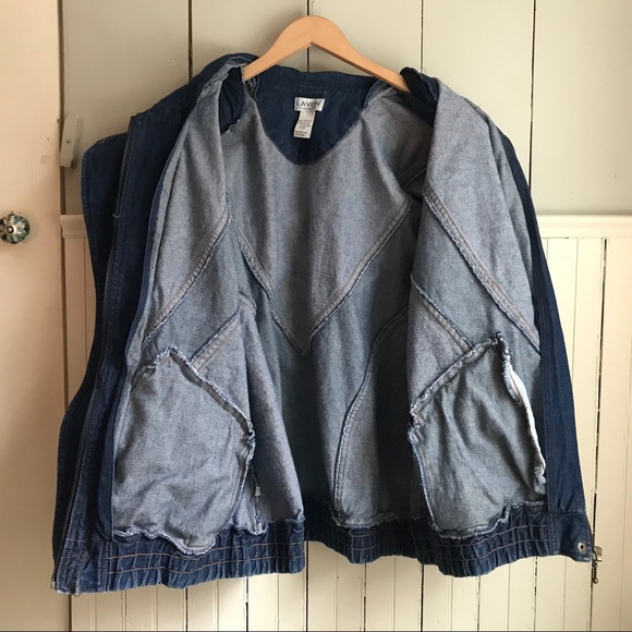 🎉H.P. Vintage Floral Denim Coat Jean Jacket L - Picture 11 of 15